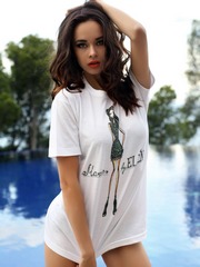 Plump young babe in a wet t-shirt, she