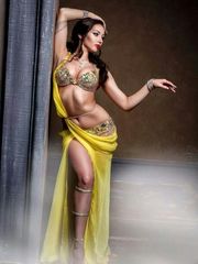 Beautiful yellow and crystal costume.