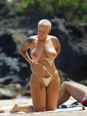Amber Rose Topless And G-String..