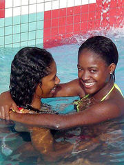 2 teenage Africans in the pool